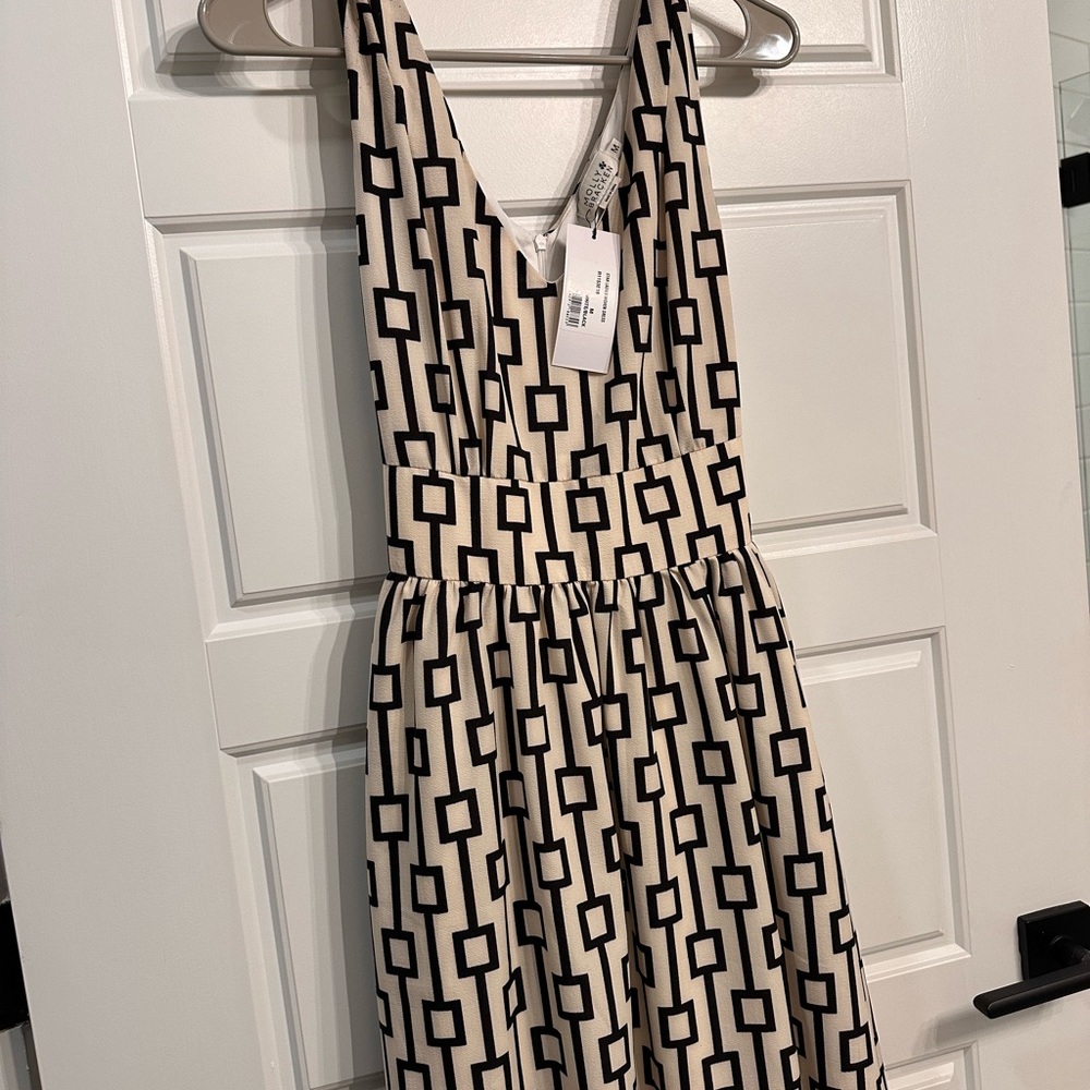 Molly Bracken Patterned Dress in Black and Cream